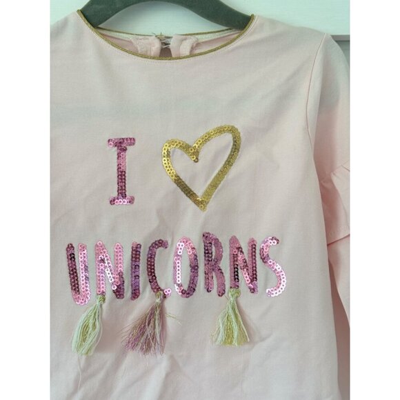 Mud Pie Small (12-18M) "I Love Unicorns" Long Sleeve Tee Pink Cotton/Spandex Ruf - Picture 8 of 11